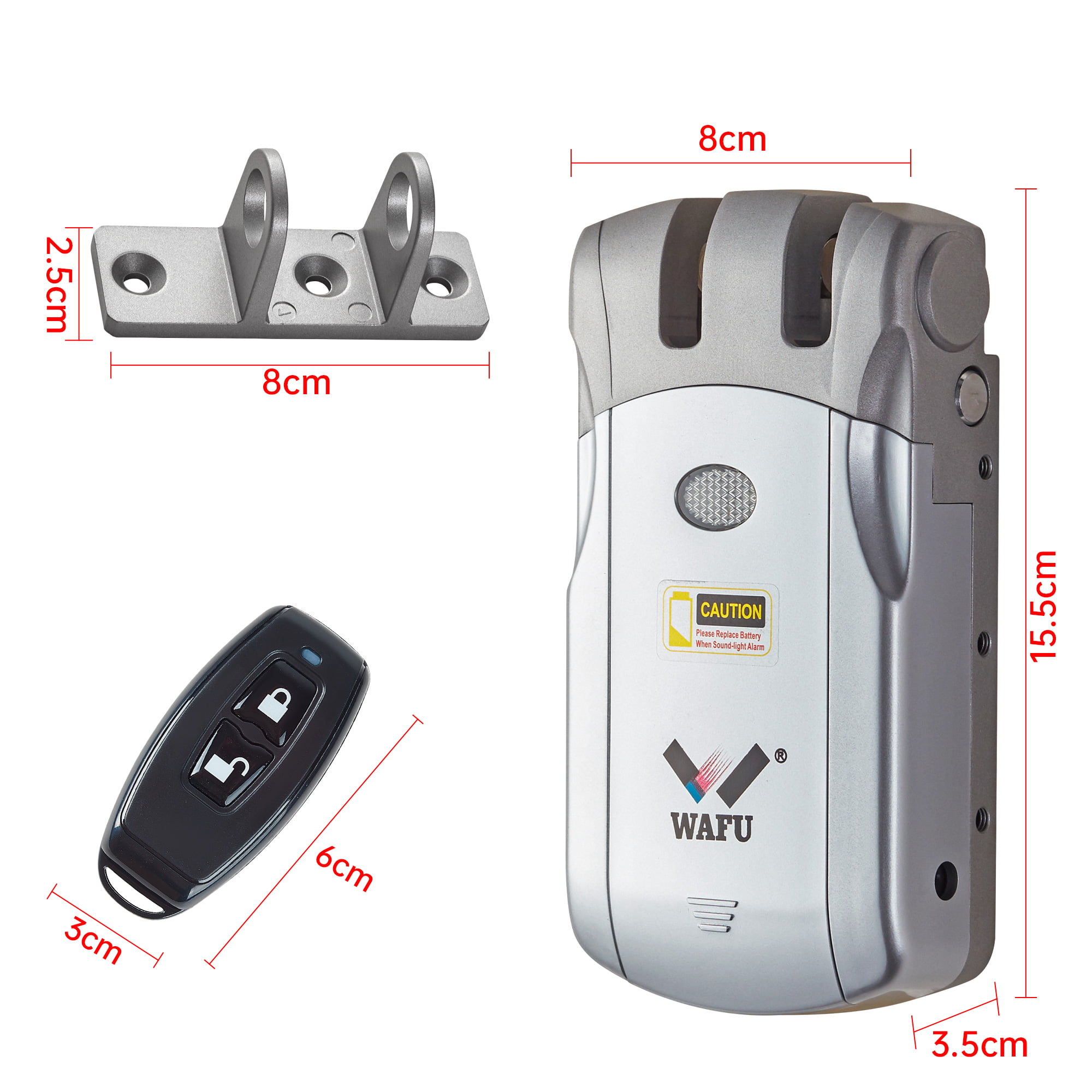 WF-019 low-battery sound & light reminder and battery-size diagram