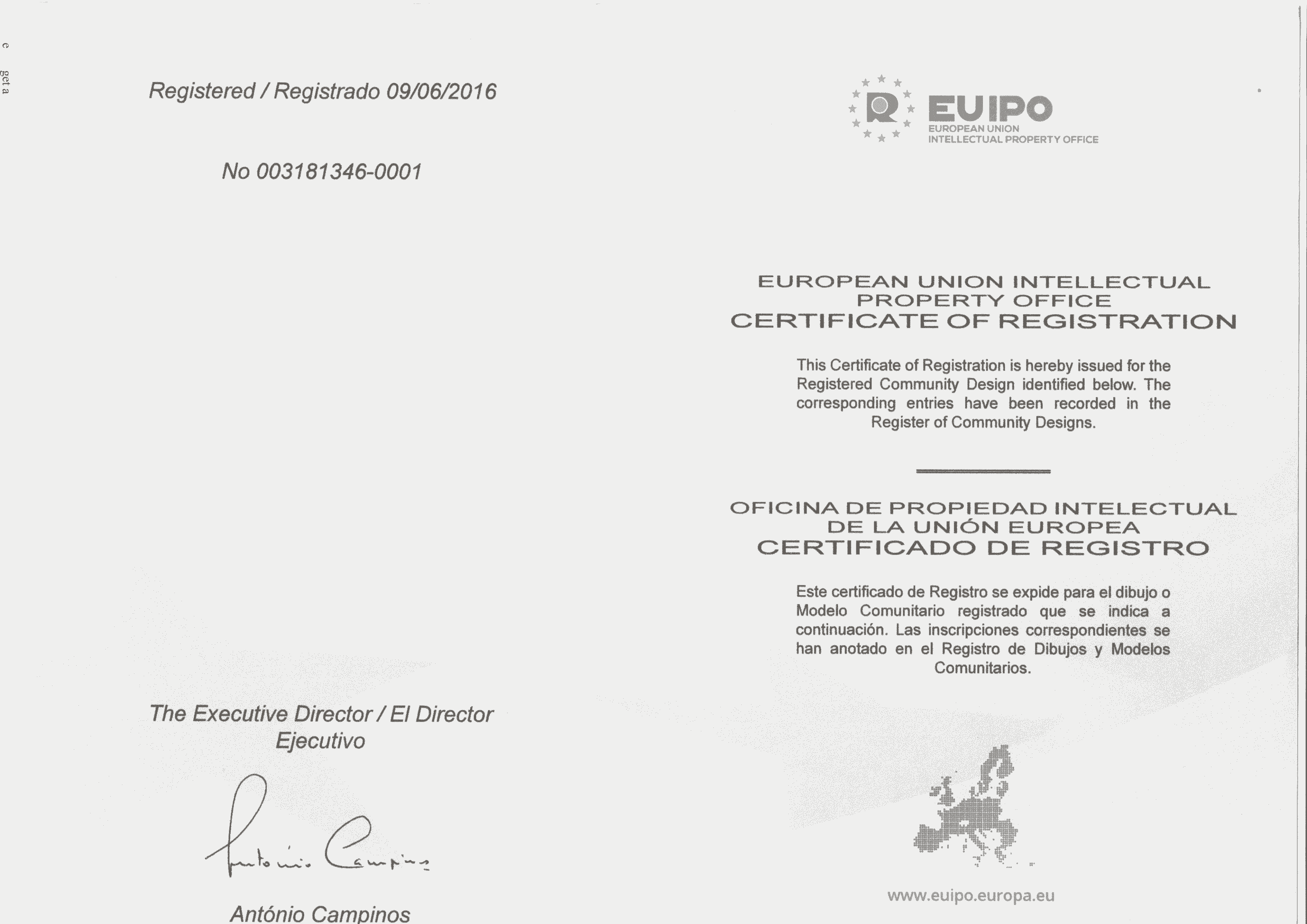 Overseas Patent Certificate