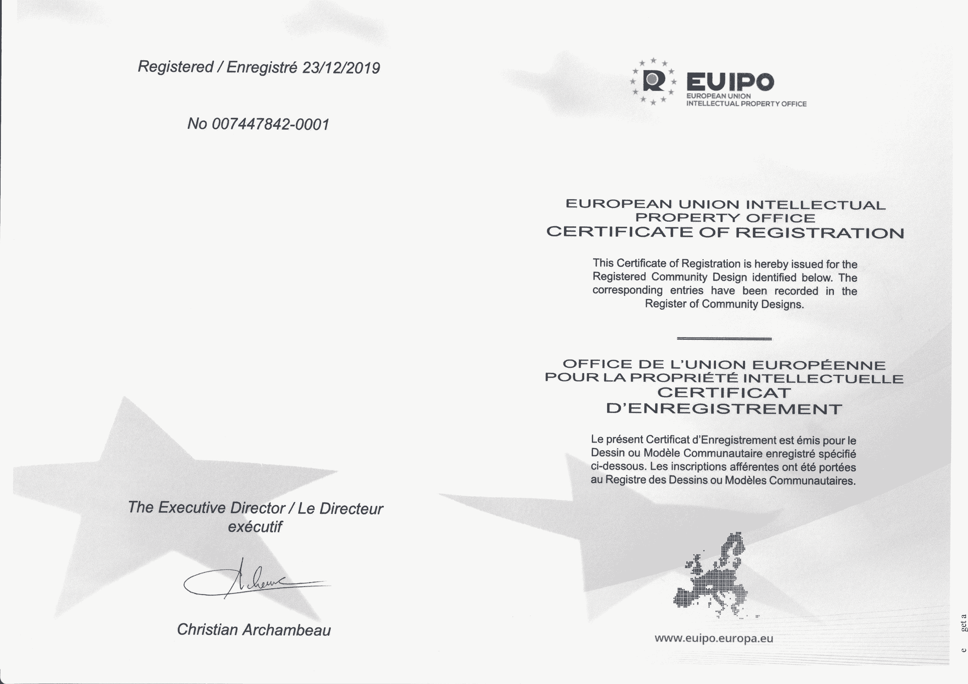 Overseas Patent Certificate