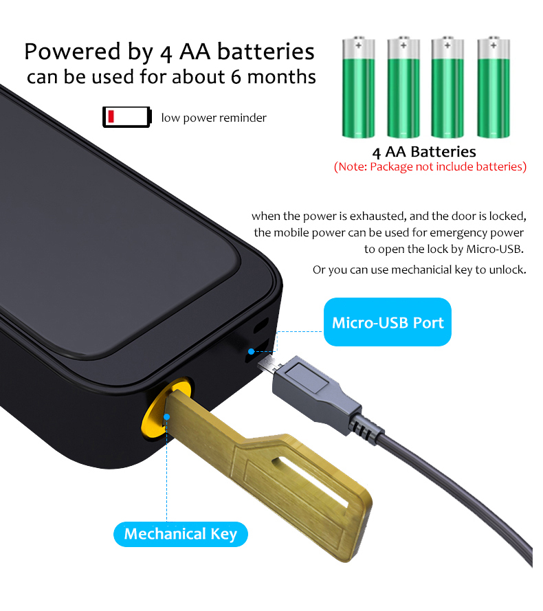Includes 2 mechanical keys + 2 IC cards