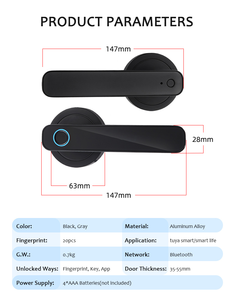 WF-F3 Bluetooth fingerprint lock parameters overview