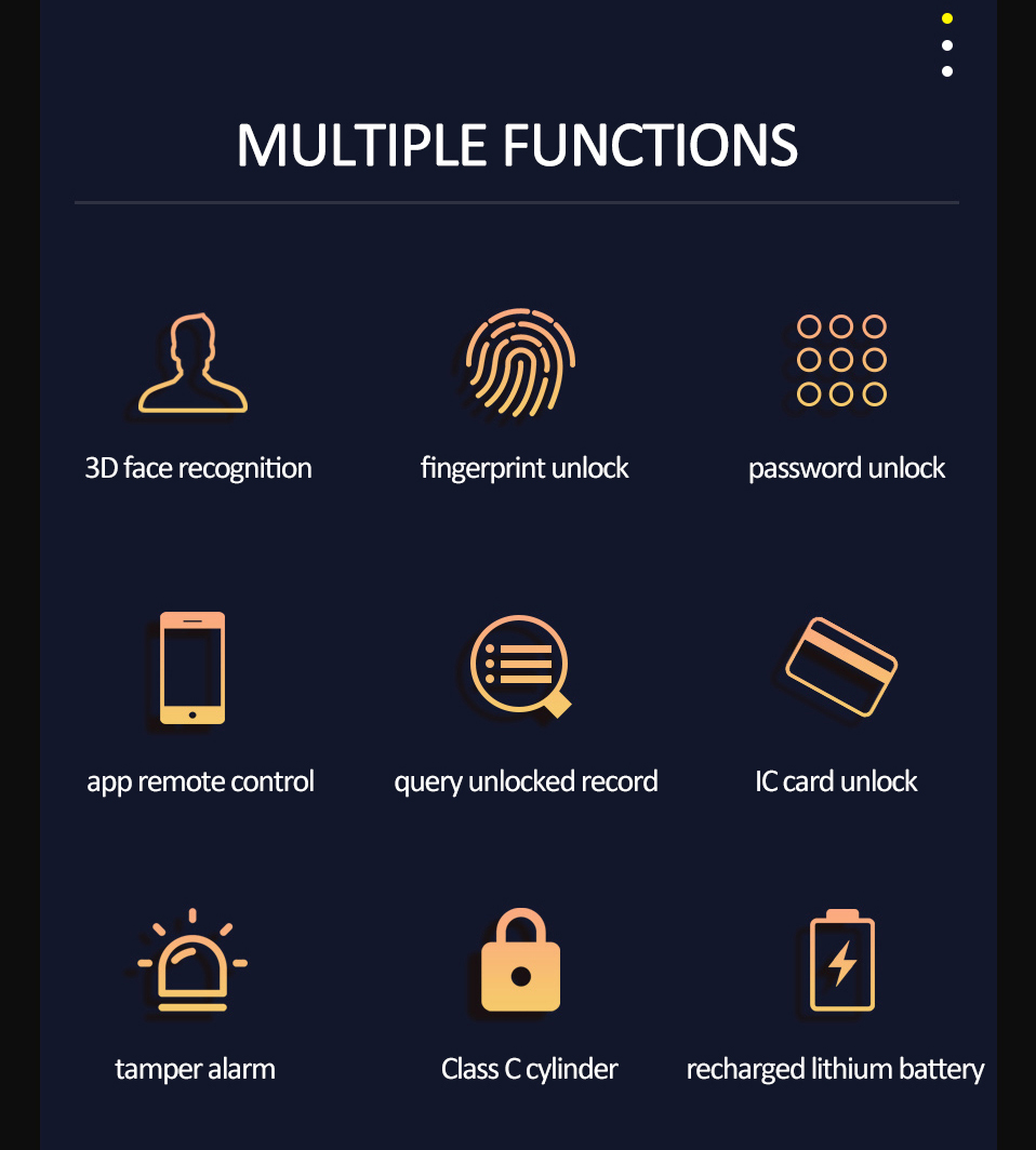 WF-MY4 3D face/fingerprint/password/App/card/alarm/C-grade cylinder/lithium battery