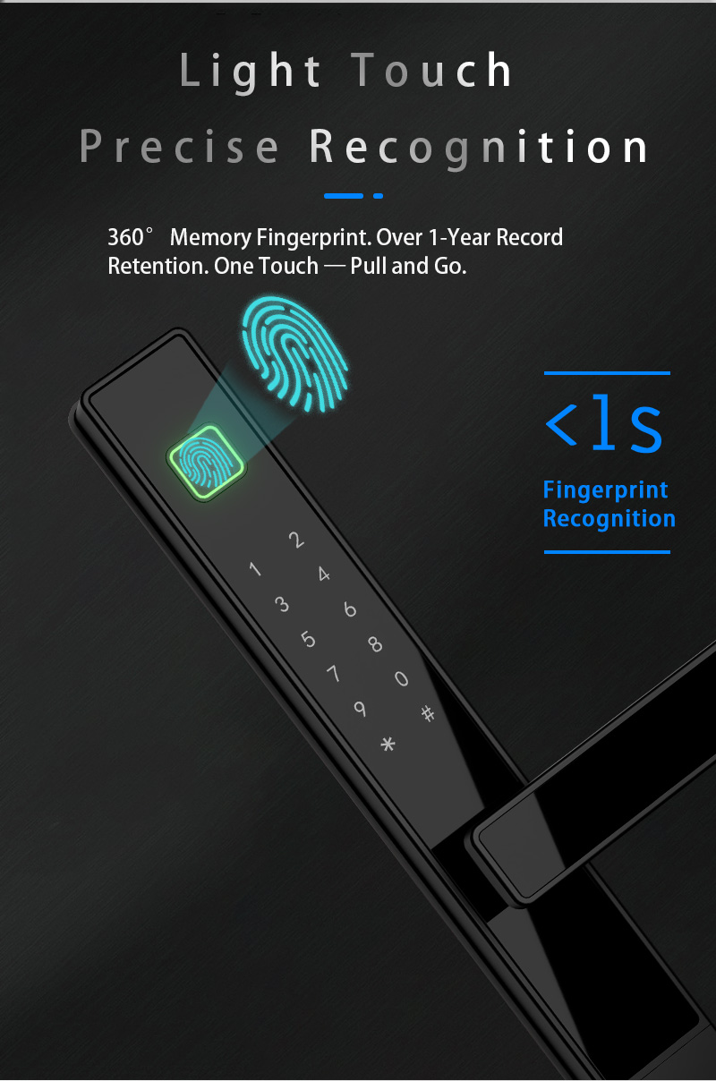 WAFU WF-V2 Thermal Break Aluminum Smart Lock — fingerprint recognition under 1 second | product photo 2