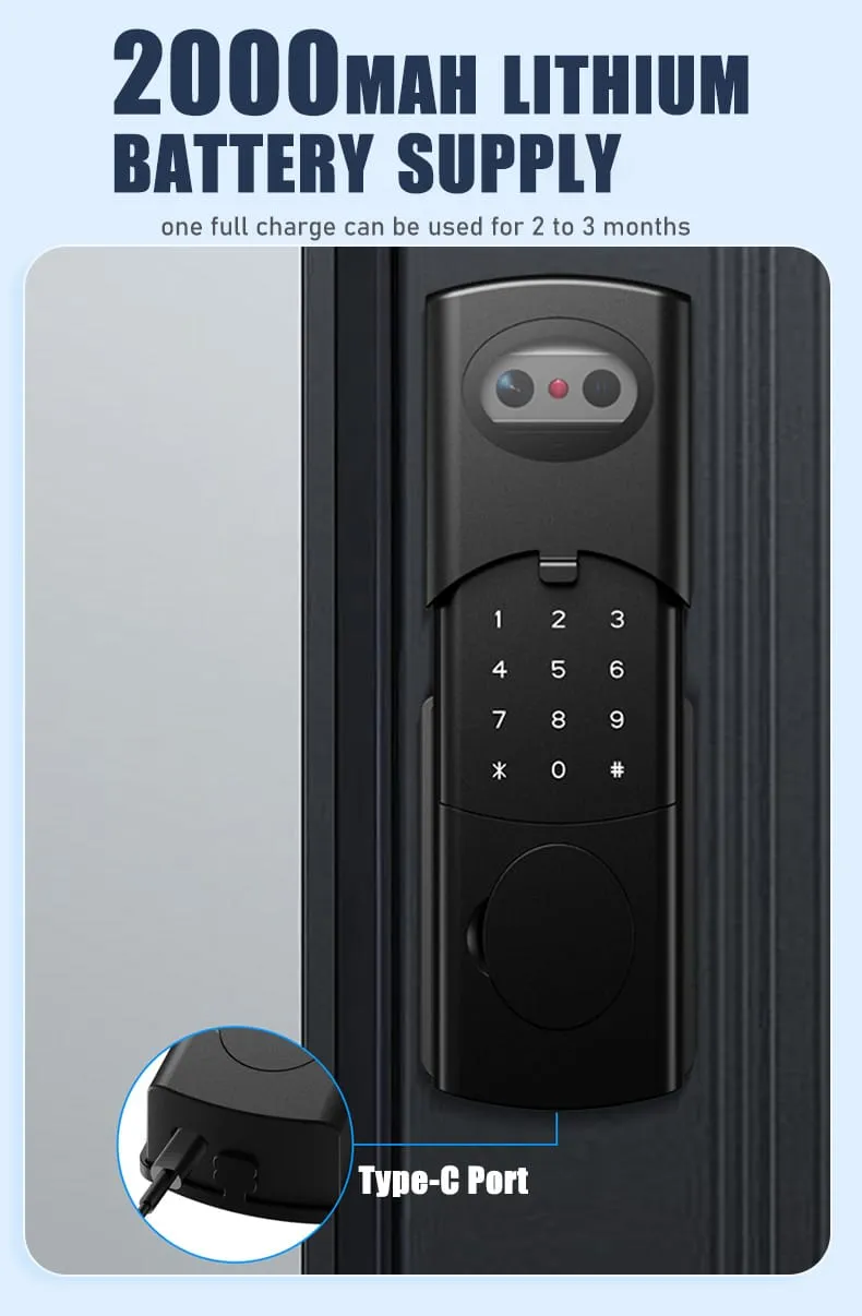 WAFU WF-014 3D Face Peephole Full-Auto Smart Lock — 3D face recognition lock, smart peephole lock | detail image 11
