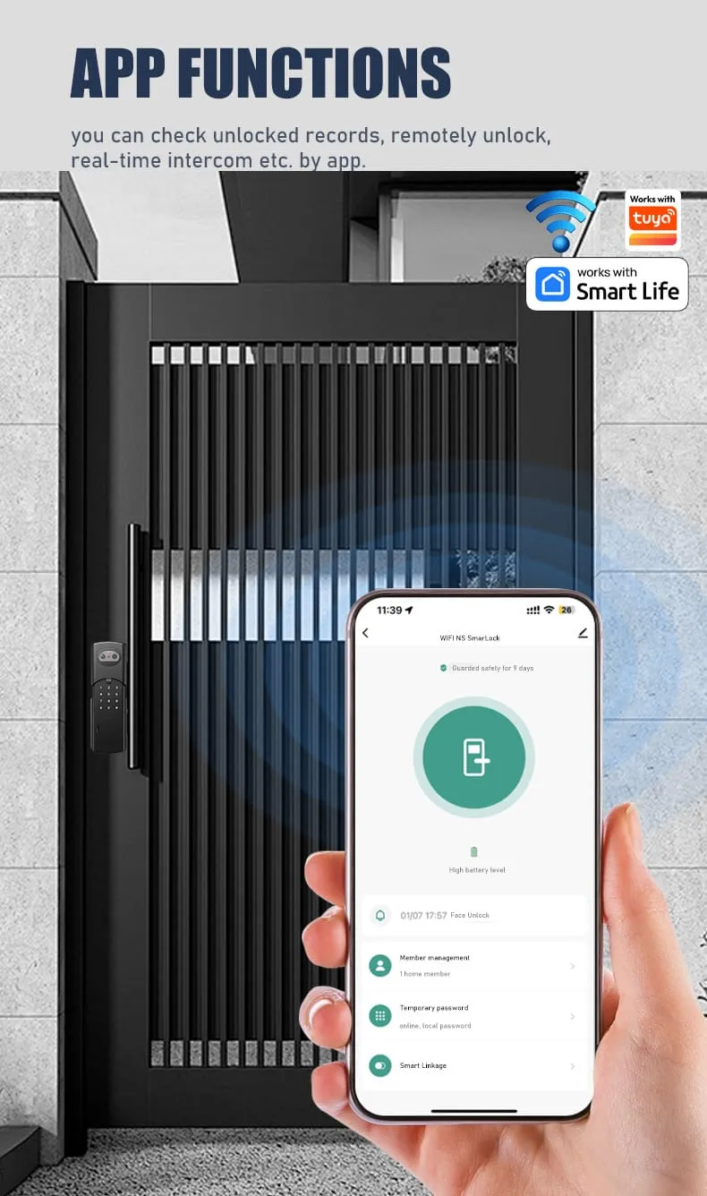 WAFU WF-014 3D Face Peephole Full-Auto Smart Lock — 3D face recognition lock, smart peephole lock | detail image 6