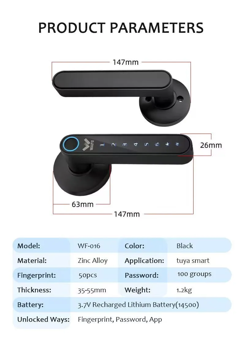WAFU WF-016 Handle Lock — no-wire handle lock, fingerprint lock | detail image 13