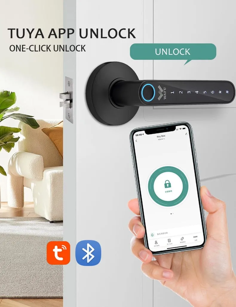 WAFU WF-016 Handle Lock — no-wire handle lock, fingerprint lock | detail image 4