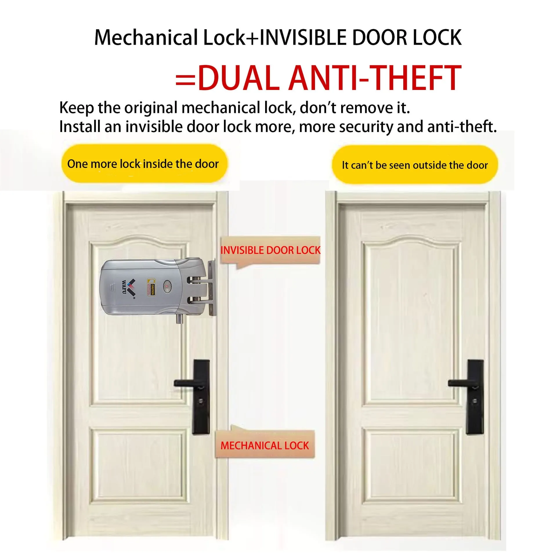 WAFU WF-019 Invisible Remote Lock — Invisible Remote Lock, zinc alloy | product photo 2