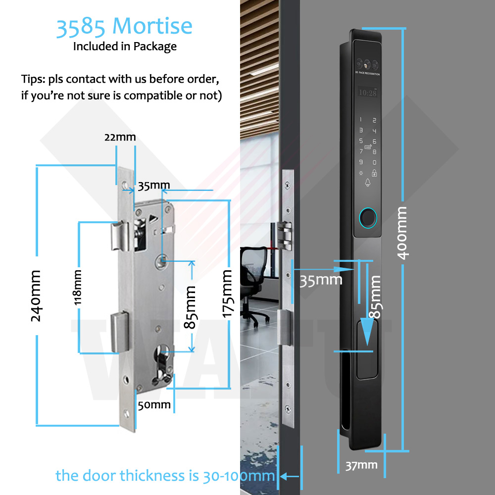 WAFU WF-021 3D Face & Palm Vein Full-Auto Smart Lock — 3D face and palm-vein lock, smart peephole lock | product photo 3