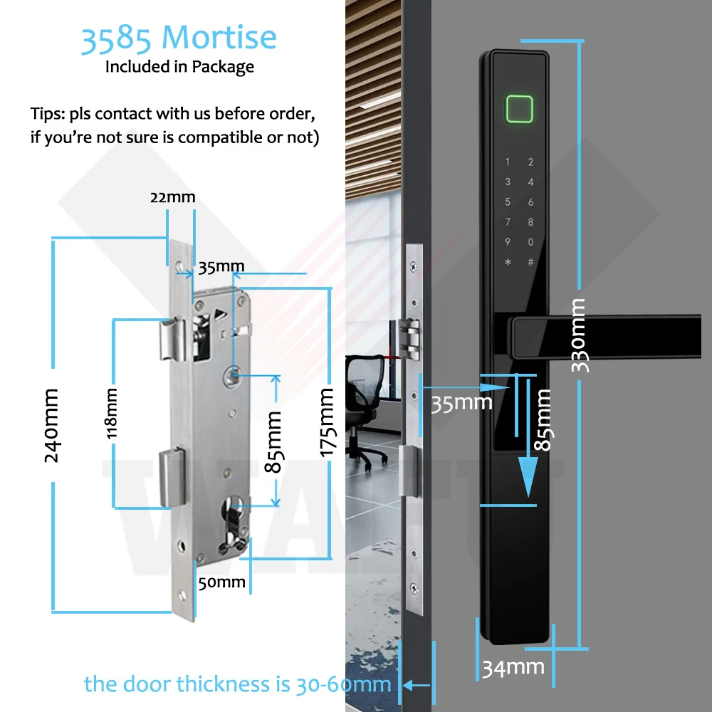 WAFU WF-023 Slim Aluminum Alloy Fingerprint Smart Lock | product photo 4