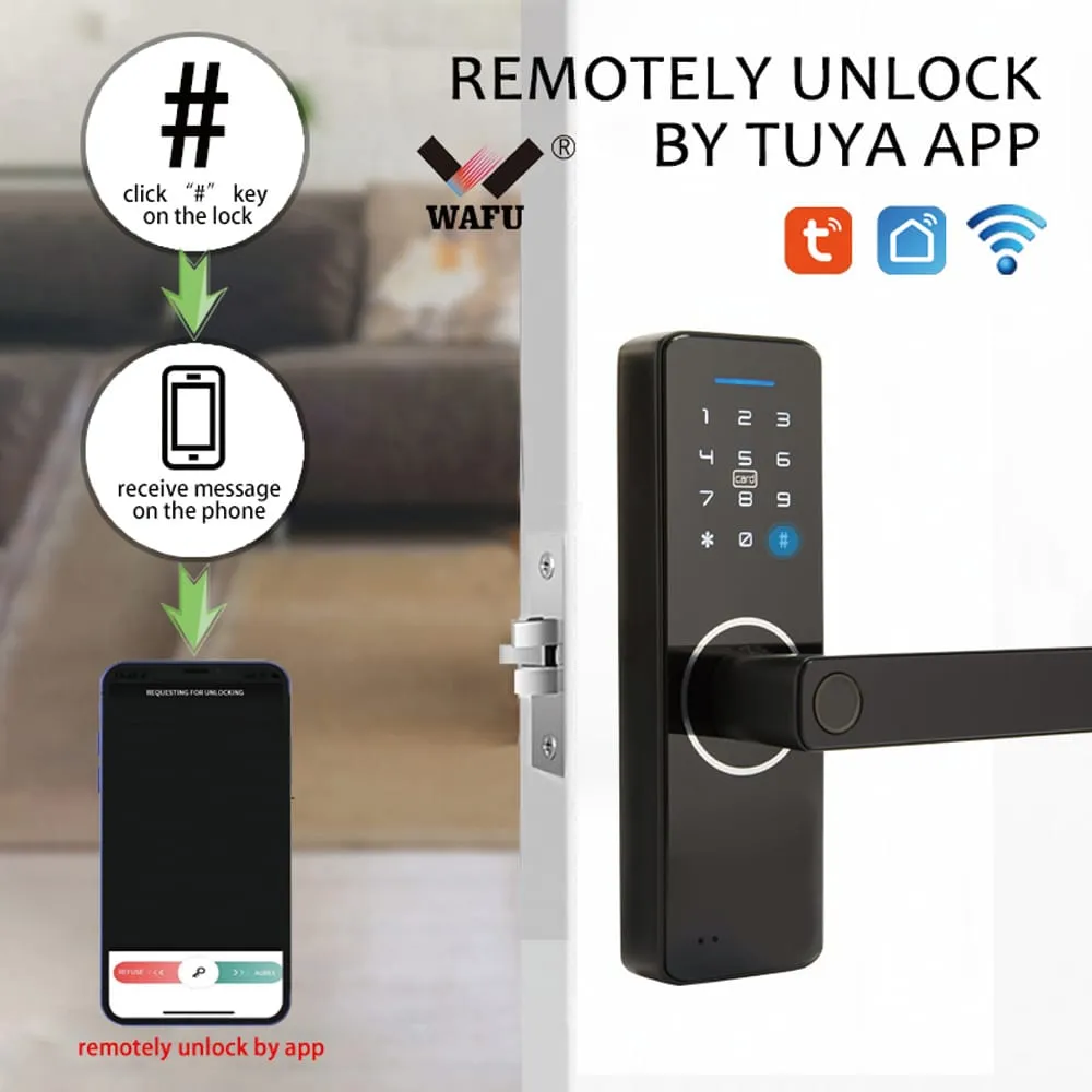 WAFU WF-F1 5-in-1 Smart Handle Lock — smart handle lock, fingerprint password lock | product photo 2