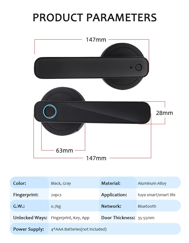 WAFU WF-F3 Fingerprint & Password Handle Lock — WAFU WF-F3, fingerprint password handle lock | detail image 8