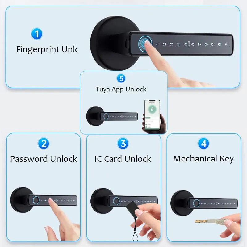 WAFU WF-F6 Fingerprint Handle Lock — fingerprint handle lock, Bluetooth door lock | product photo 2