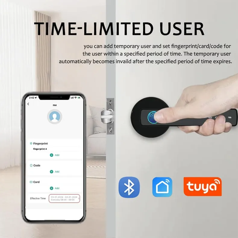 WAFU WF-F6 Fingerprint Handle Lock — fingerprint handle lock, Bluetooth door lock | detail image 9