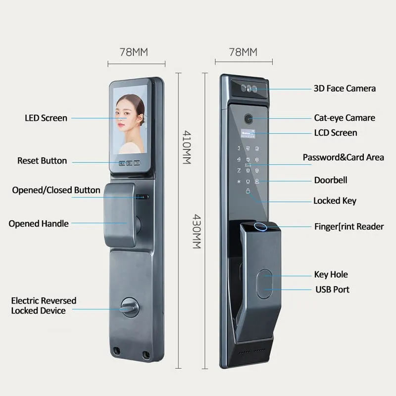 WAFU WF-MY4 3D Visual Peephole Lock — 3D face recognition, visual peephole lock | product photo 5