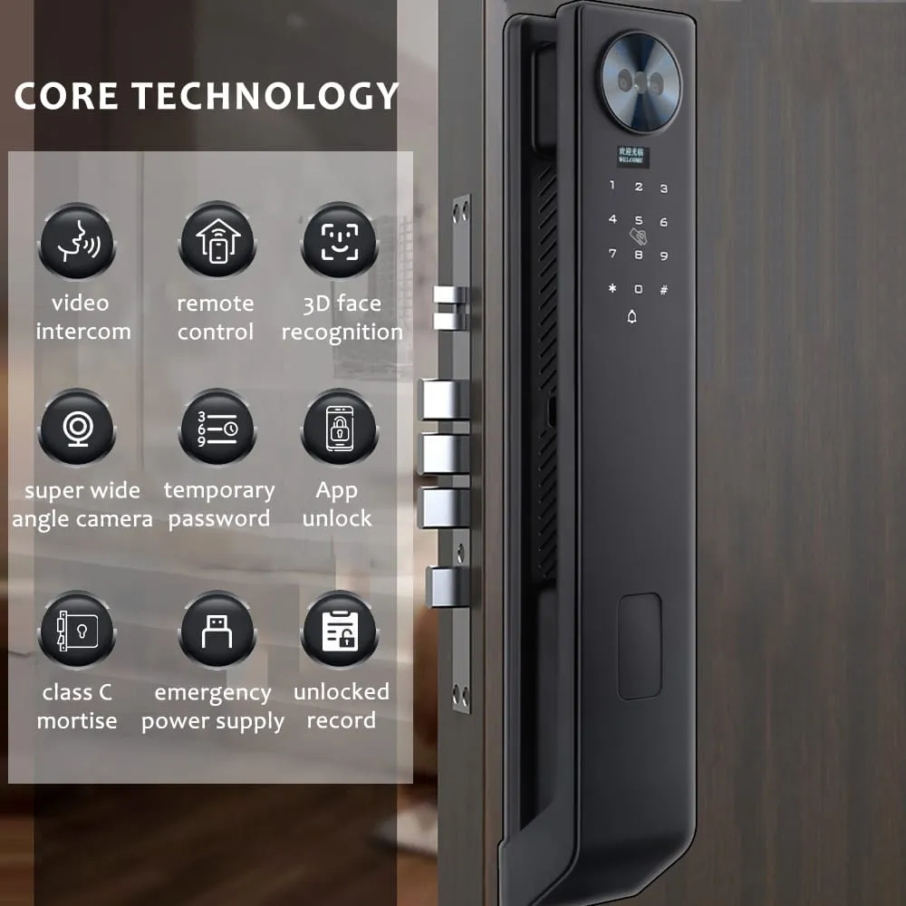 WAFU WF-MY6 3D Face & Peephole Lock — 3D face peephole lock, 26 languages | product photo 6
