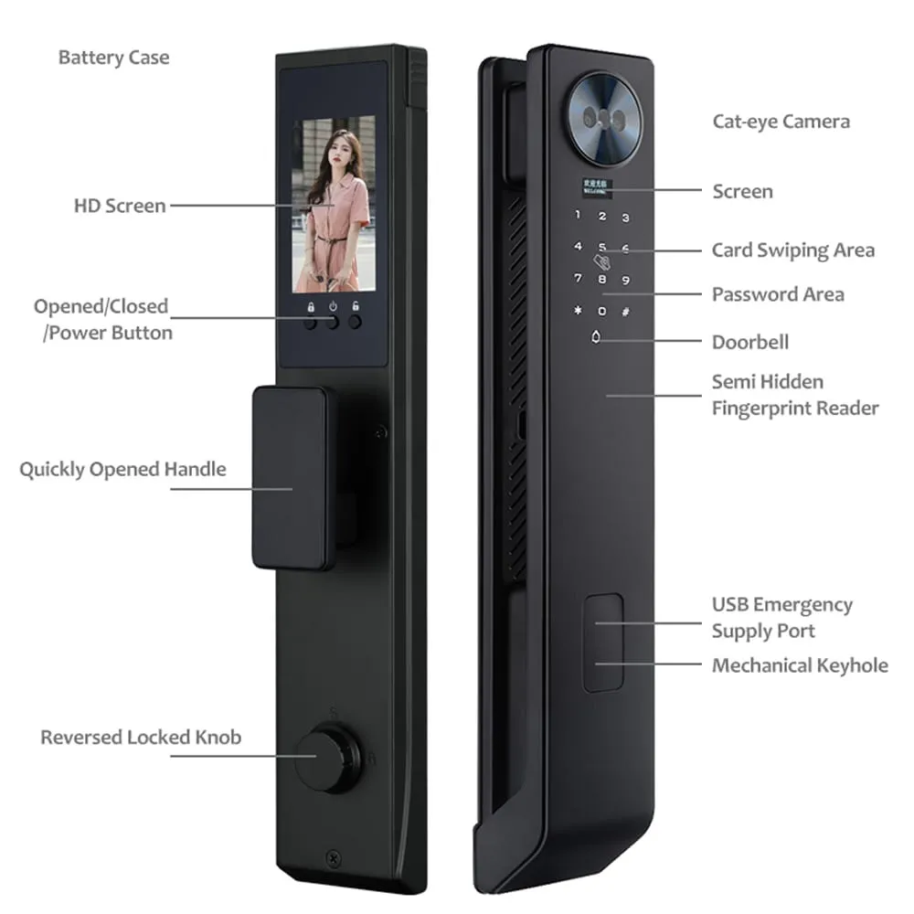 WAFU WF-MY6 3D Face & Peephole Lock — 3D face peephole lock, 26 languages | product photo 7