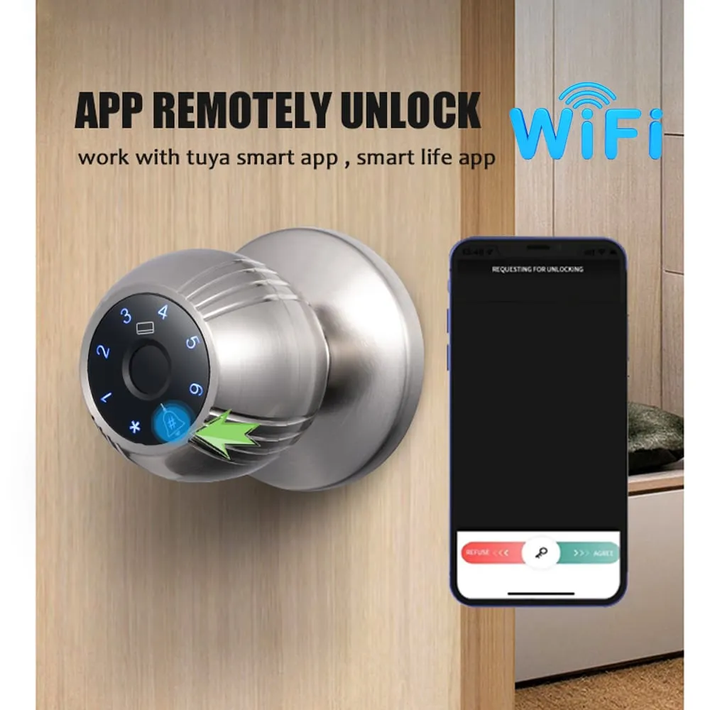 WAFU WF-Q7 Smart Ball Knob Lock — Smart Ball Knob Lock, modern minimalist | product photo 5