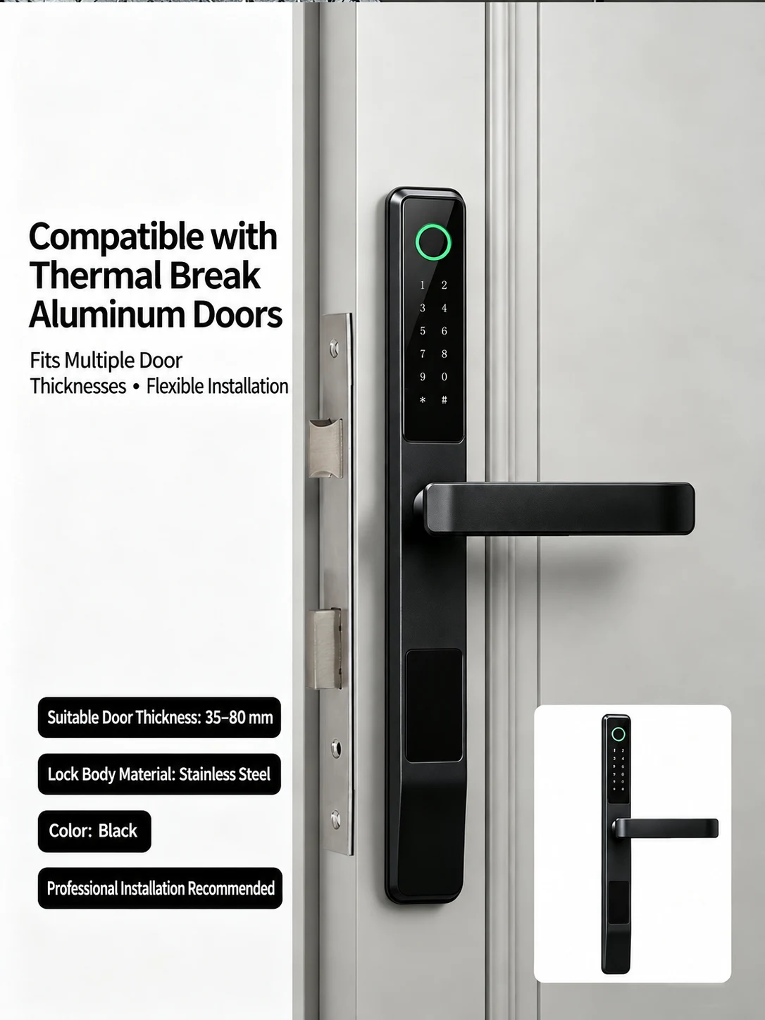 V4 Smart Handle Lock for Thermal-Break Aluminum Doors detail image 11