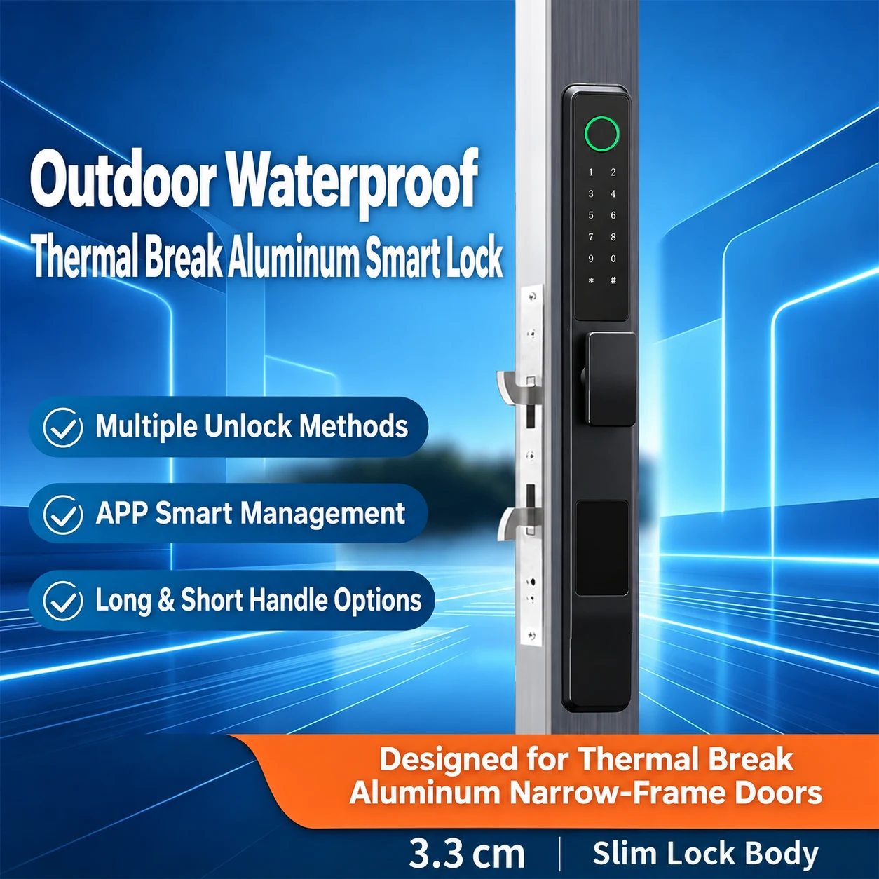 V4 Smart Handle Lock for Thermal-Break Aluminum Doors 3