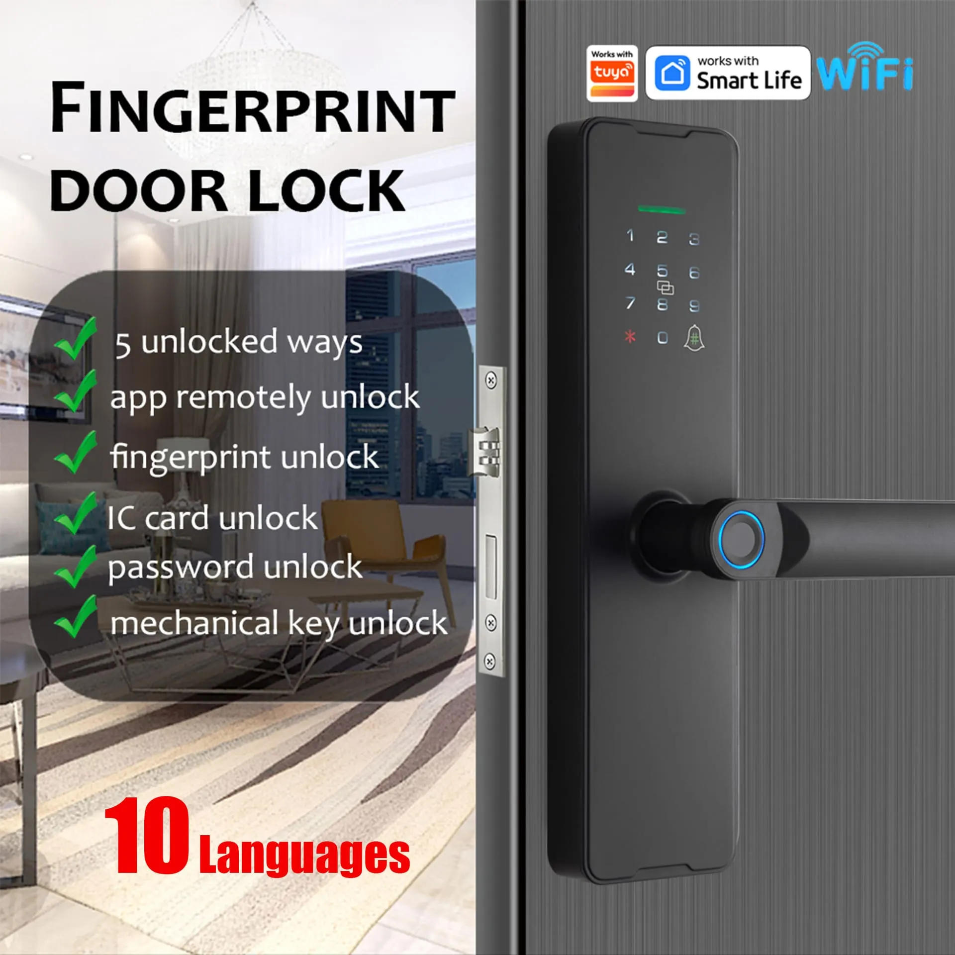 WAFU WF-X8 Smart Peephole Lock — smart peephole lock, 10-language menu | product photo 2