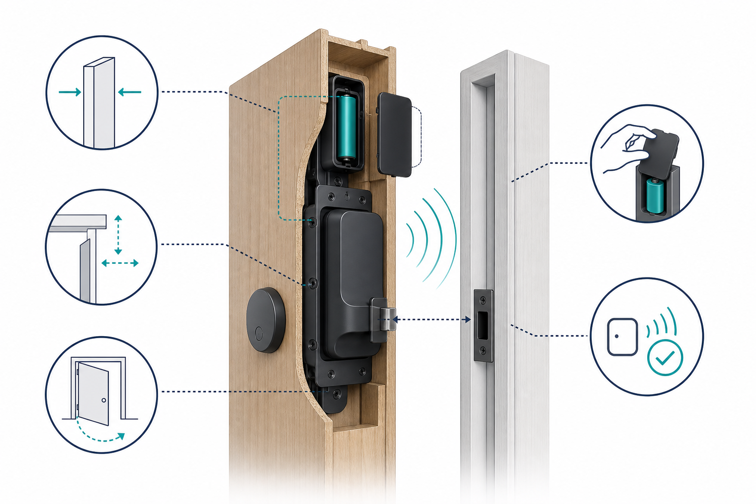 In-door installation and maintenance-space checklist for invisible locks