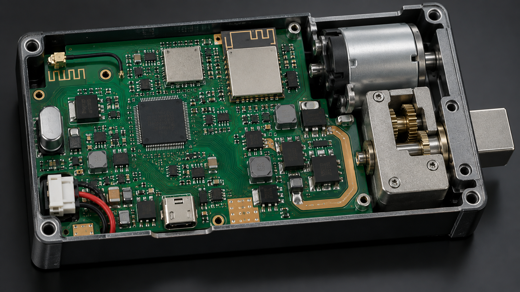 Wireless cabinet-lock PCB and actuator architecture