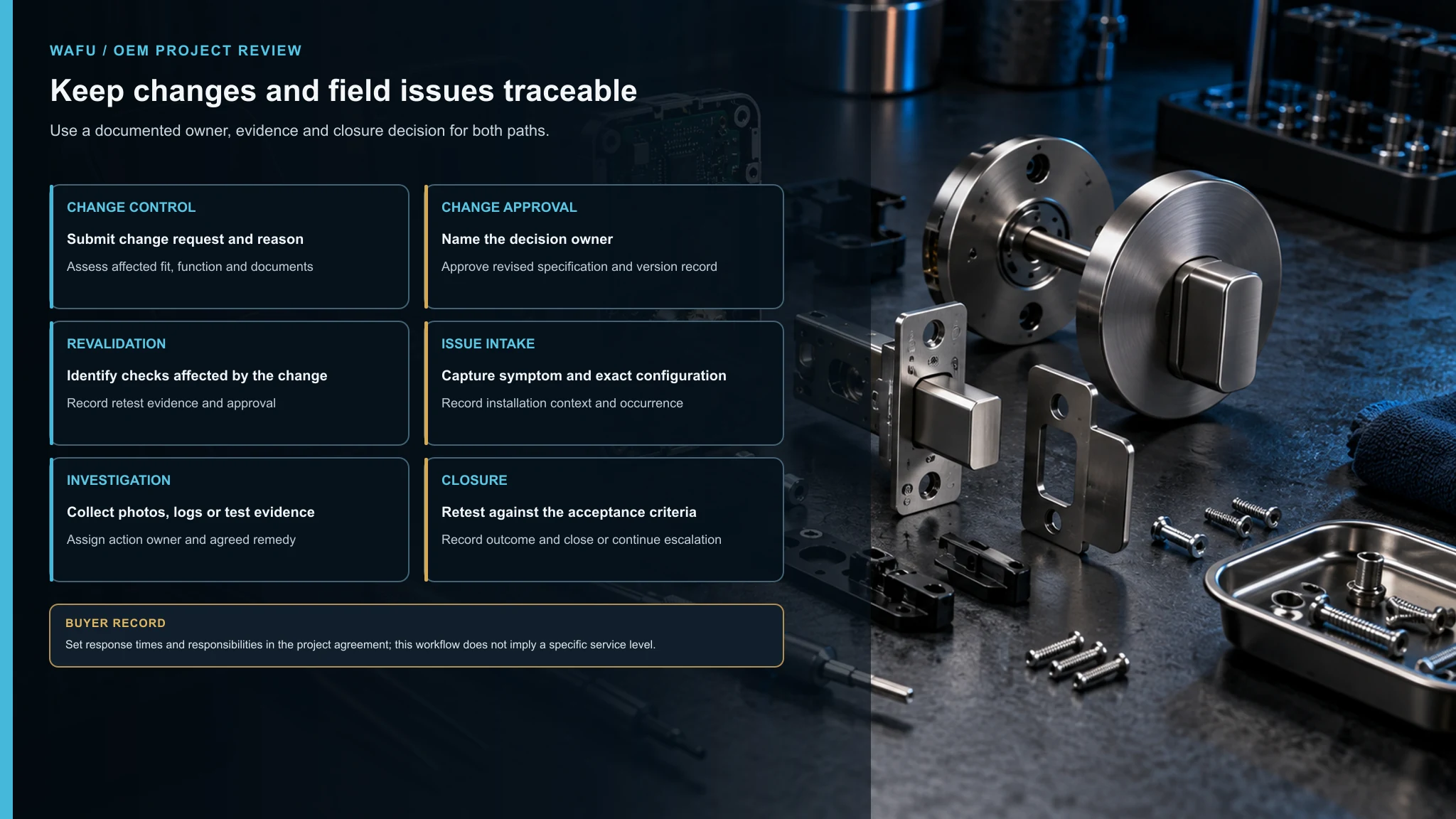 Smart lock OEM change-control and after-sales responsibility workflow