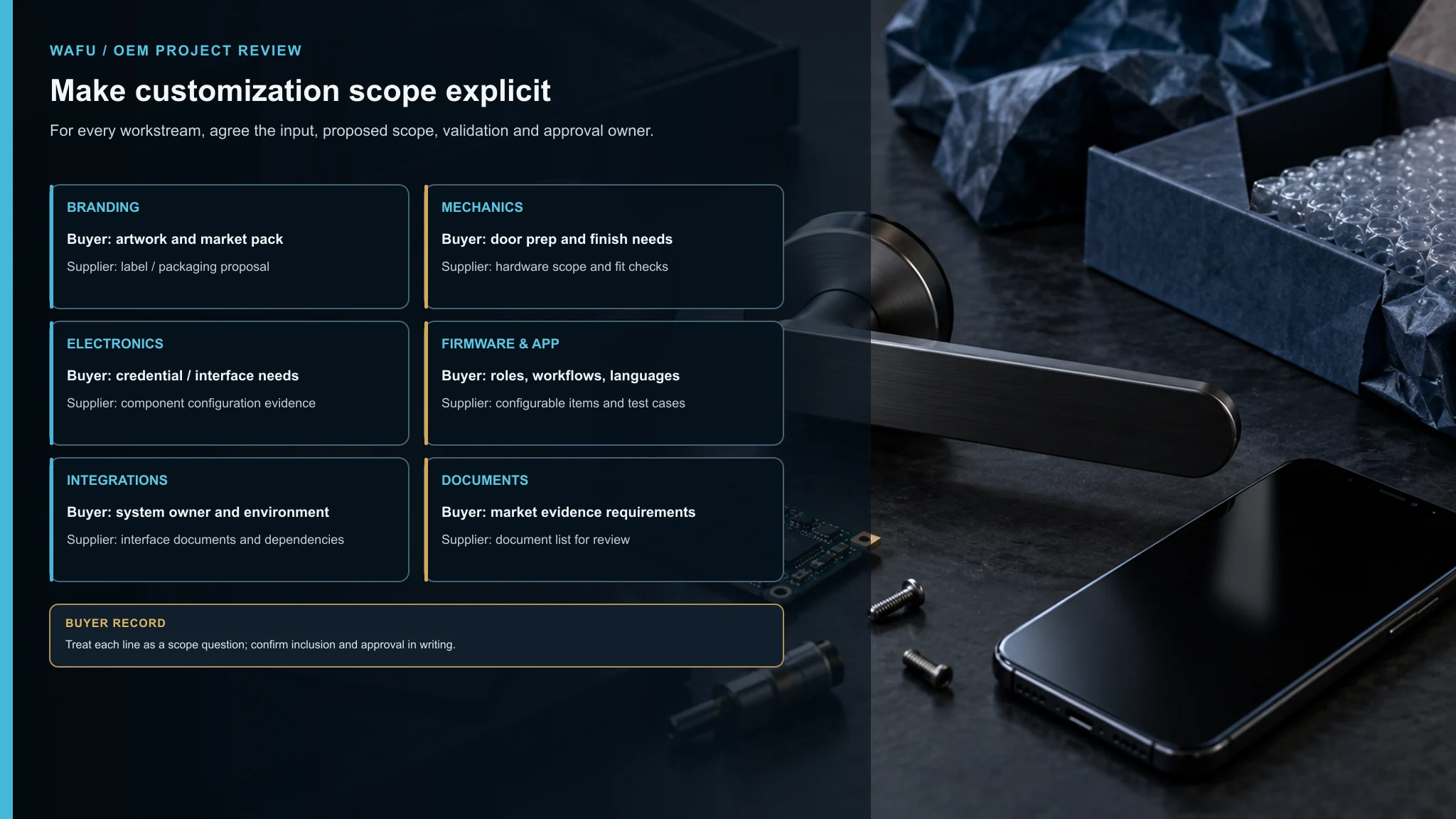 OEM smart lock customization scope and responsibility matrix