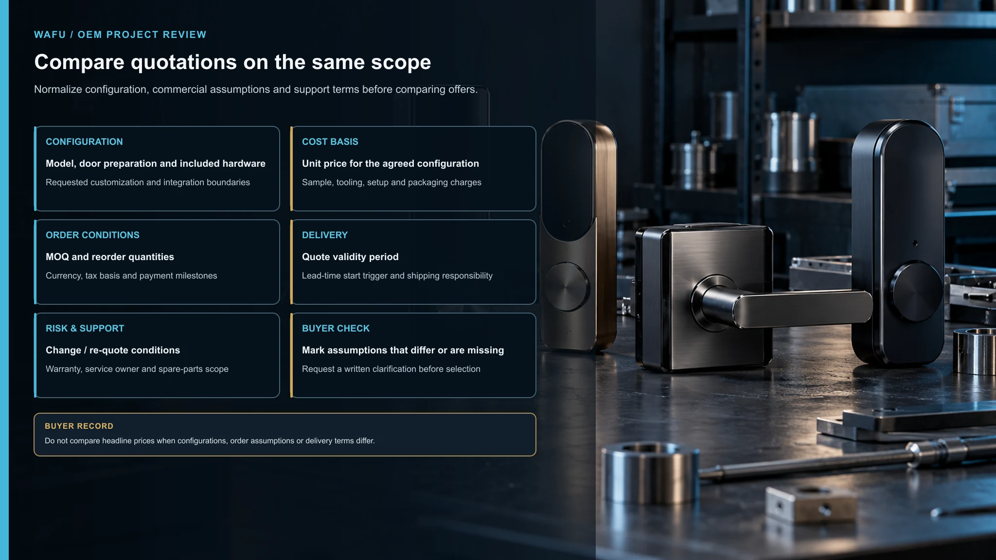 Smart lock OEM quotation comparison by scope and commercial assumptions