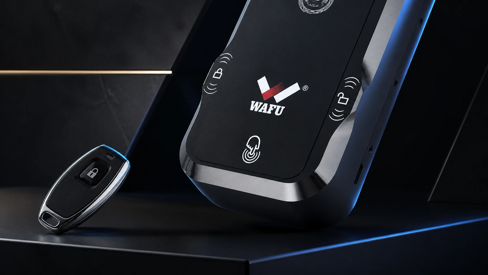 WF-026 invisible smart lock and remote in a premium close-up